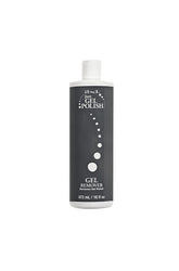 Frontal view of a 16-ounce two-color combination bottle ibd Just Gel Polish Remover with printed labeled details